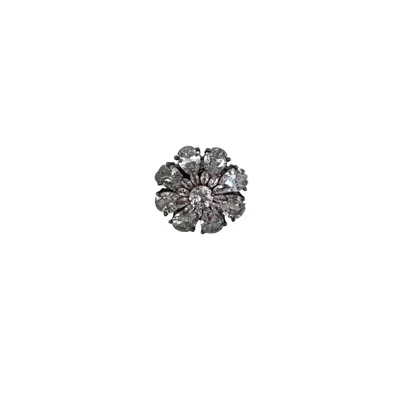 Veronica Tharmalingam Women's Black / Rose Gold Marcia Rhodium & Rose Gold Plated Floral Statement Ring