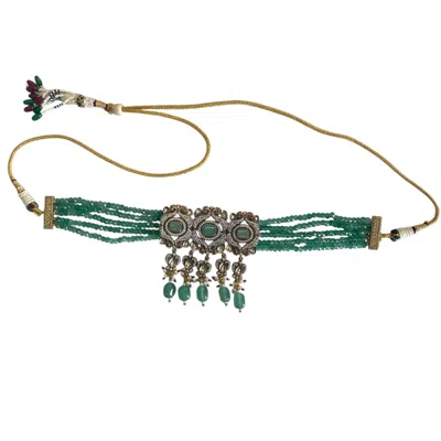 Veronica Tharmalingam Women's Gold / Green Emma Choker With Jade And Gold Adjustable Length