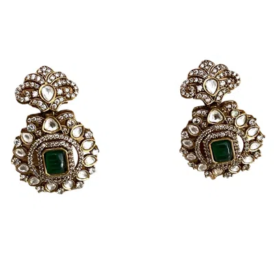 Veronica Tharmalingam Women's Gold / Green Jane Vintage Inspired Earrings