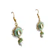 Veronica Tharmalingam Women's Gold / White / Green Gypsy Earrings With Enamel Mint Green Painted