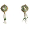 Veronica Tharmalingam Women's Gold / White / Green Irma Enamel Painted Dangling Earrings