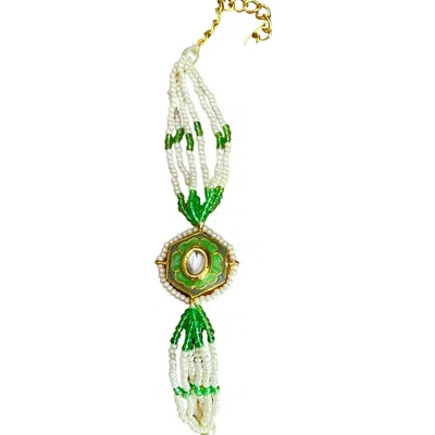 Veronica Tharmalingam Women's Gold / White / Green Marguerite Enamel Painted Mint Green Bracelet