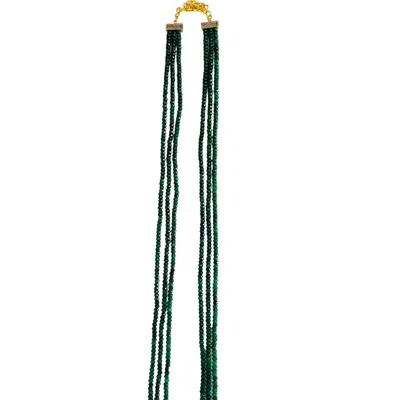 Veronica Tharmalingam Women's Green / Red / Gold Aurelia Long Adjustable Necklace With Jade Beads & Vintage Look