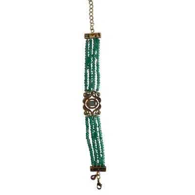 Veronica Tharmalingam Women's Green / Red / Gold Giovanna Jade Bracelet