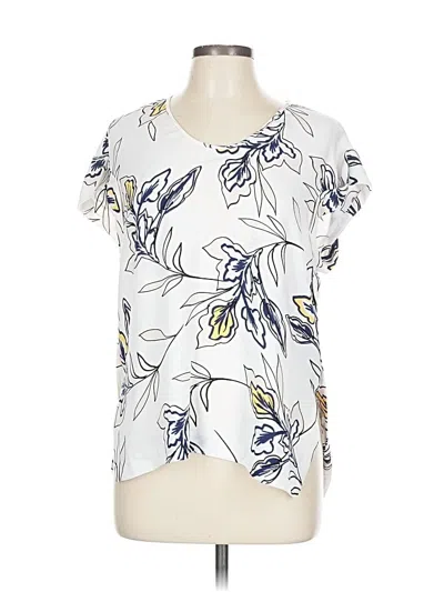 Pre-owned Veronika Maine Short Sleeve Blouse In White