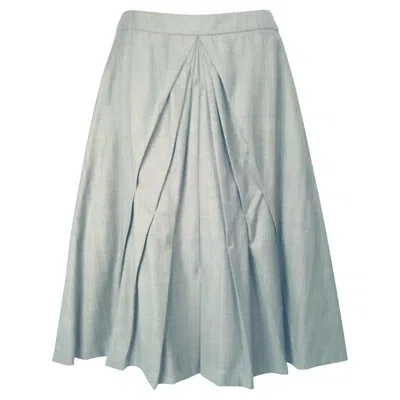 Pre-owned Veronique Branquinho Couture 1stcollection Branquinho Iconic Chevron Pleat Tulle Lightwool Skirt 1998 In Gray