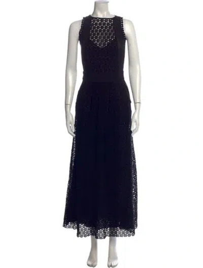 Pre-owned Veronique Branquinho Lace Pattern Long Dress In Black