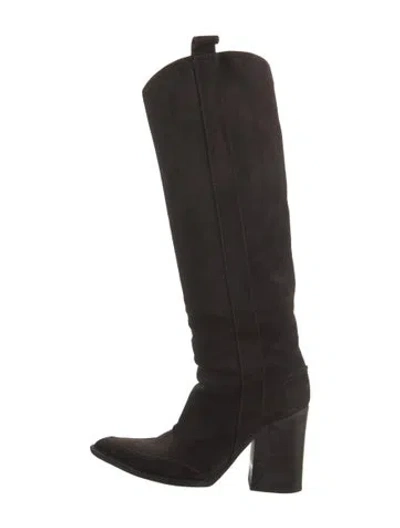 Pre-owned Veronique Branquinho Suede Western Boots In Black