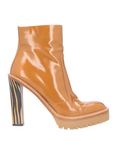 Veronique Branquinho Woman Ankle Boots Camel Size 10 Calfskin In Beige