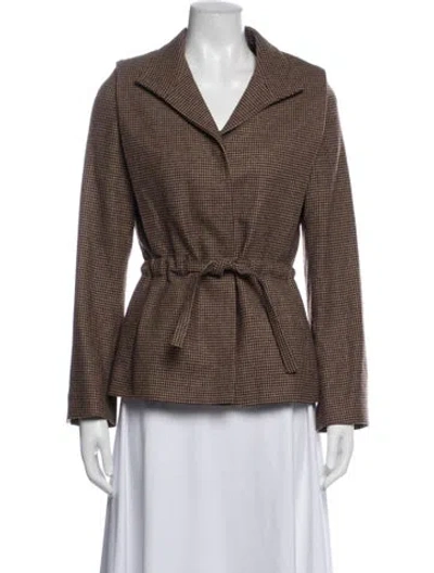 Pre-owned Veronique Branquinho Wool Houndstooth Print Blazer In Brown