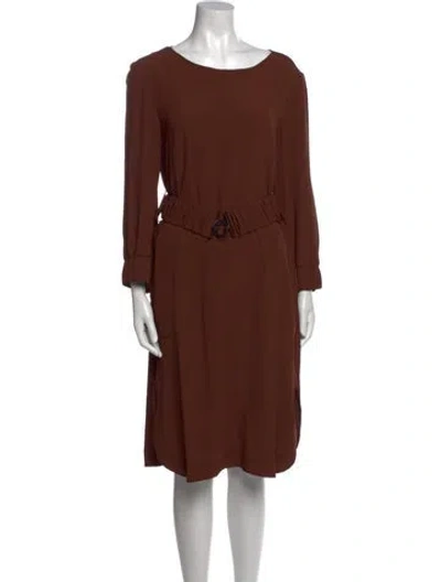 Pre-owned Veronique Leroy Bateau Neckline Mini Dress In Brown