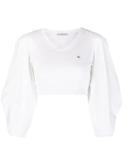 Veronique Leroy Véronique Leroy Cotton Jersey Triangle-sleeve Crop T-shirt Clothing In White