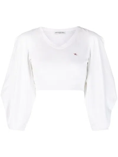 VERONIQUE LEROY VÉRONIQUE LEROY COTTON JERSEY TRIANGLE-SLEEVE CROP T-SHIRT