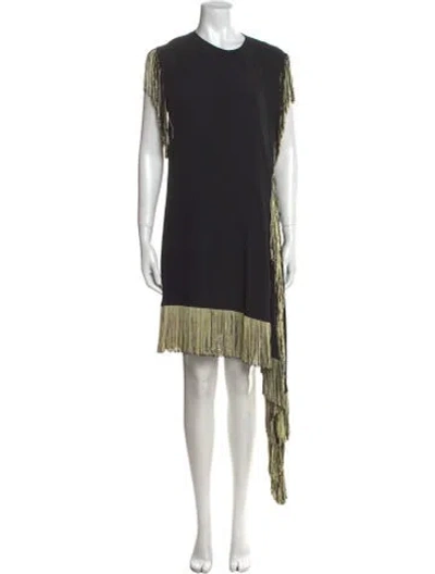 Pre-owned Veronique Leroy Crew Neck Long Dress In Black