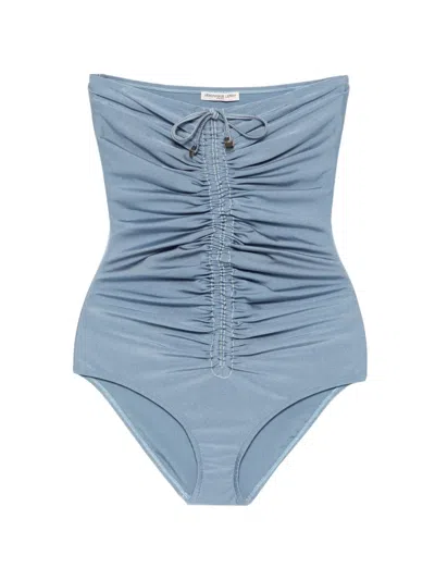 Veronique Leroy Drawstring-detail Swimsuit In Blue