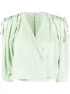 Veronique Leroy Ruched Wrap Blouse In 70 Mint