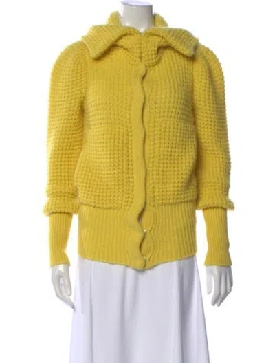 Pre-owned Veronique Leroy Open Front Sweater In Yellow