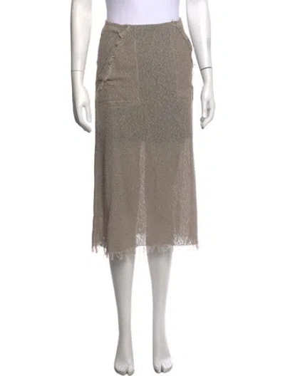 Pre-owned Veronique Leroy Patterned Midi Length Skirt In Neutrals