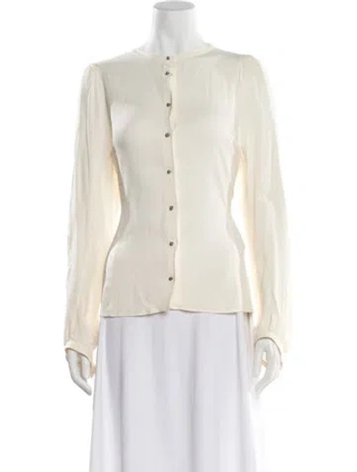 Pre-owned Veronique Leroy Silk Long Sleeve Blouse In Neutral