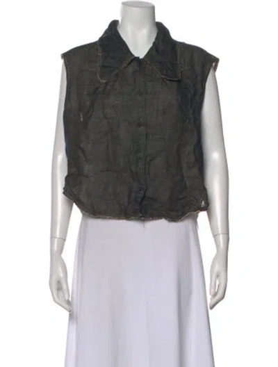 Pre-owned Veronique Leroy Sleeveless Button-up Top In Gray