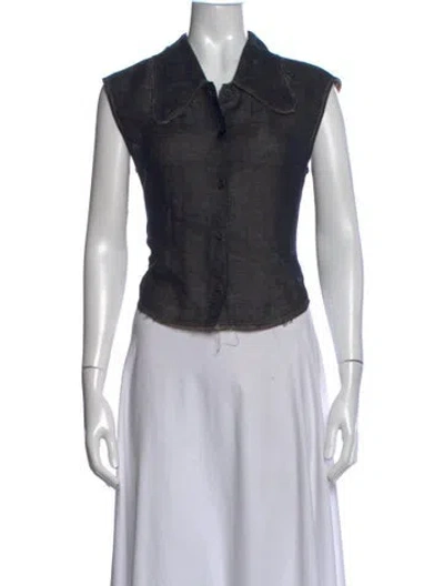 Pre-owned Veronique Leroy Sleeveless Button-up Top In White