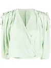 Veronique Leroy Ruched Wrap Blouse In 70 Mint