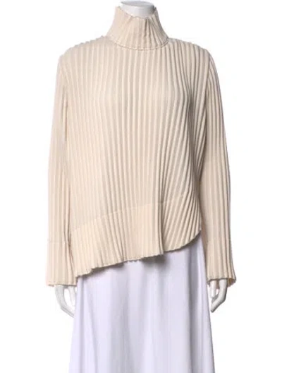 Pre-owned Veronique Leroy Turtleneck Long Sleeve Top In Neutrals