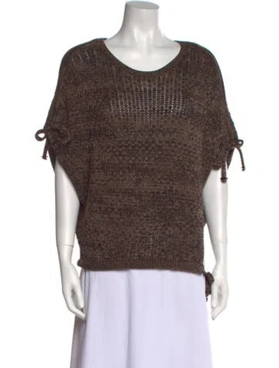 Pre-owned Veronique Leroy Virgin Wool Scoop Neck Top W/ Tags In Neutral