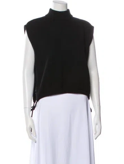 Pre-owned Veronique Leroy Virgin Wool Turtleneck Top In Black