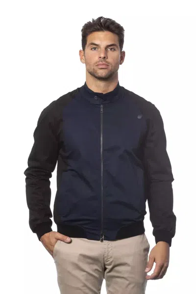 VERRI BLUE COTTON MEN'S BOMBER JACKET
