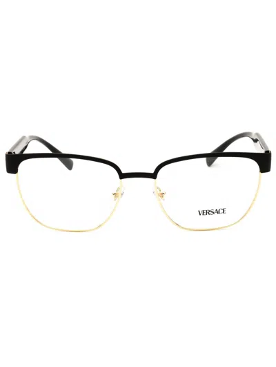 Versace 0ve1264 Eyeglasses In Matte Black/gold/clear Demo Lens