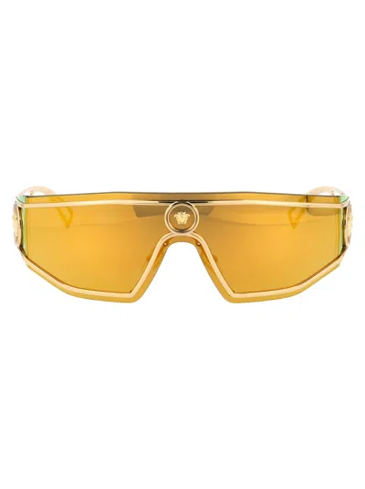 Versace Eyewear Medusa Embellished Sunglasses In 10027p Gold