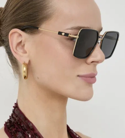 Pre-owned Versace 0ve2261-100287 Black Sunglasses In Gray