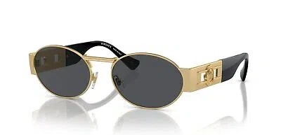 Pre-owned Versace 0ve2264 100287 Unisex Sunglasses Matte Gold Frame, Dark Grey Lenses,...