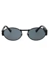 Versace Matte Black Steel Sunglasses In Blue
