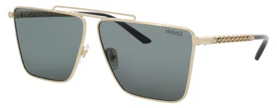 Versace 0ve2266 Men's Metal Sunglasses 64-11-145 In 1002 - Gold / Smoke