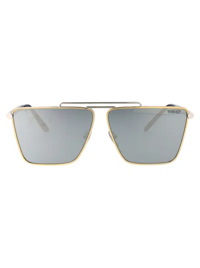 Versace 0ve2266 Sunglasses In 15141u Gold/silver