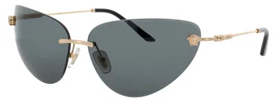 Versace 0ve2281 Metal Sunglasses 64-13-135 With Case In 1002 - Gold / Smoke