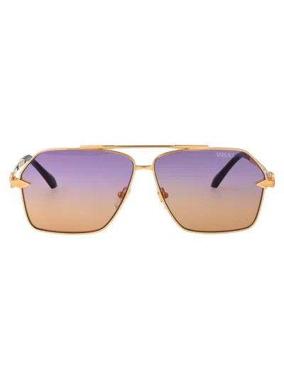 Versace 0ve2284 Gradient-tinted Metal Aviator Sunglasses In Multi