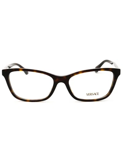 Versace Tortoiseshell-pattern Rectangle-frame Glasses In Black