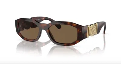 Pre-owned Versace 0ve4361 521773 - Havana / Dark Brown Square Men's Sunglasses