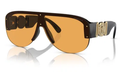 Pre-owned Versace 0ve4391 Gb1/7 Black/orange 48mm Oval Men's Sunglasses