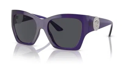 Pre-owned Versace 0ve4452 541987 Purple/ Dark Grey Soft Square Women's Sunglasses In Gray