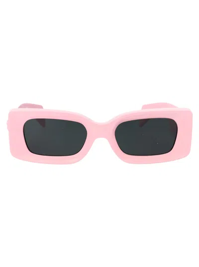 Versace Medusa Rectangle Plastic Sunglasses In Pink