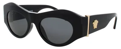 Versace 0ve4477u Acetate Sunglasses 52-19-135 In Gb1 - Black/gold / Smoke