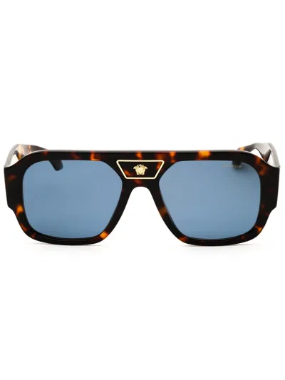 Versace Medusa-embellishment Tortoiseshell-pattern Sunglasses In Yellow