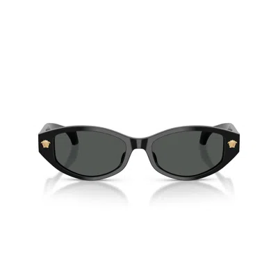 Versace 0ve4512d Tortoiseshell Acetate Oval Sunglasses With Gold Medusa Accents In Black