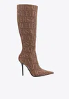 VERSACE 100 ALL-OVER LOGO KNEE-HIGH BOOTS