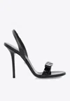 Versace Opera Embellished Patent-leather Slingback Sandals In Black