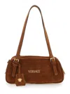 Versace Shoulder Bag Suede Finish Double Handles In Brown